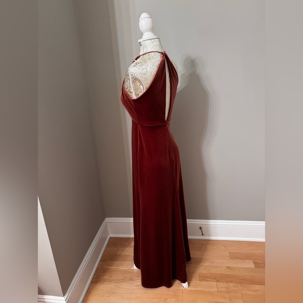Jenny Yoo English Dusty Rose Sullivan Dress Size 0 Stretch Velvet - Picture 8 of 16